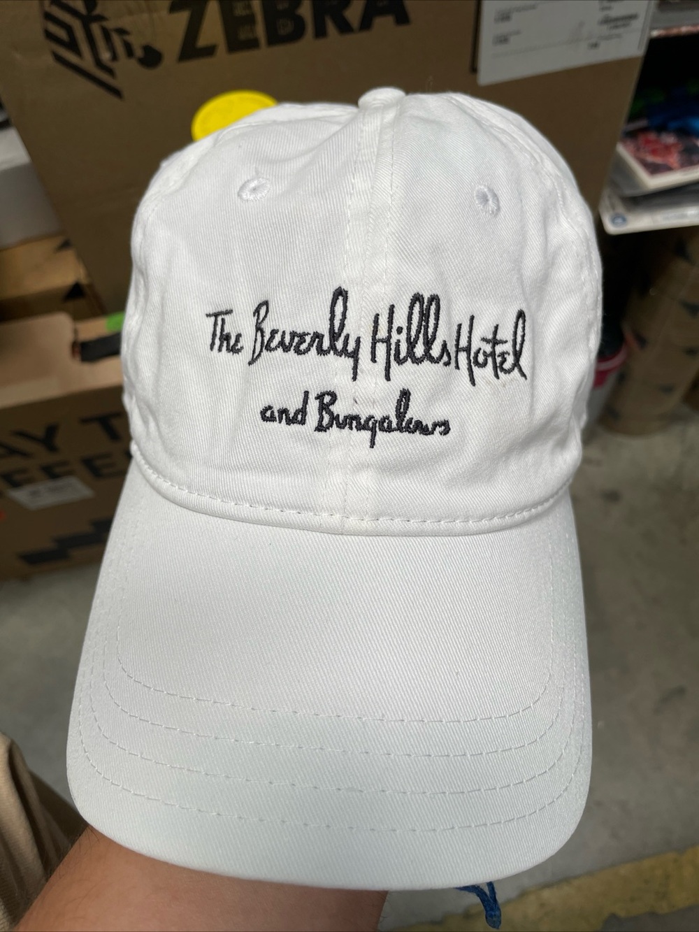 The Beverly Hills Hotel And Bungalows White Adjustable Hat Cap